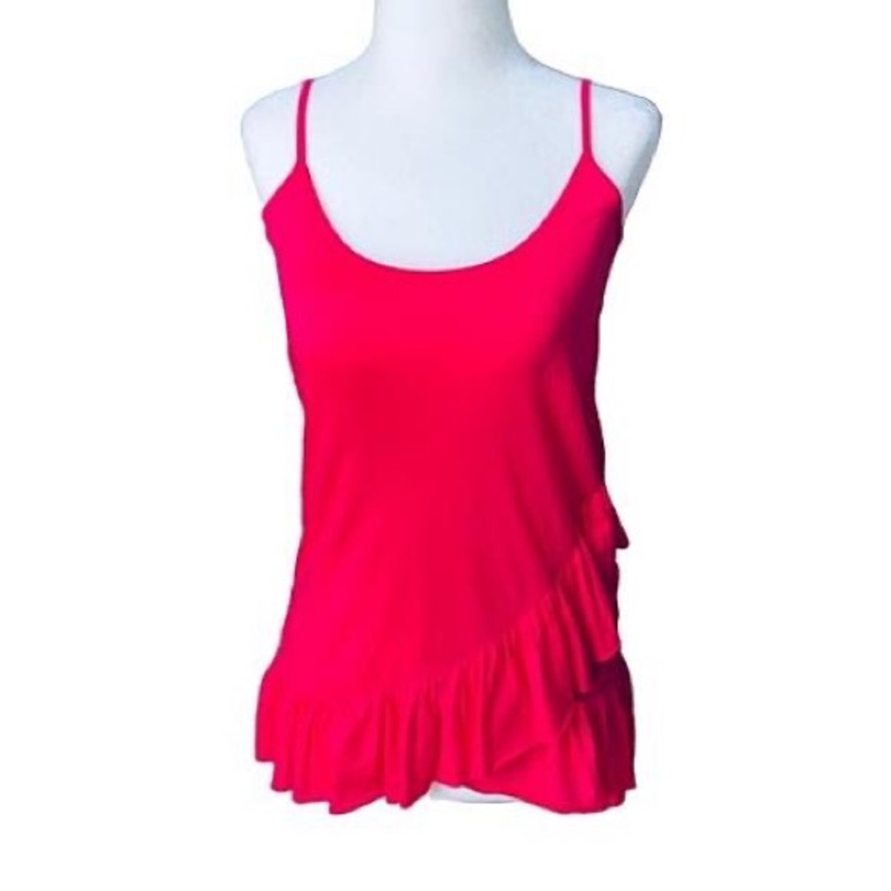 RACHEL ZOE Pink Ruffle Spaghetti Strap Scoop Neck